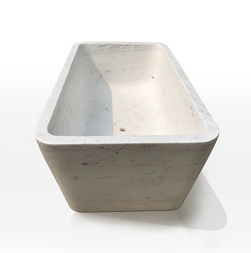 Contemporary Rectangular white marble bath