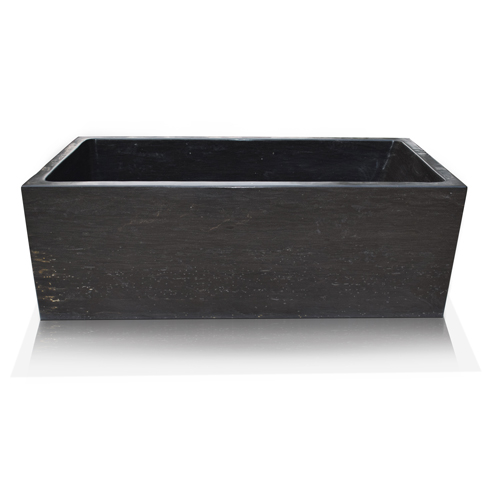 Contemporary Rectangular black stone bathtub